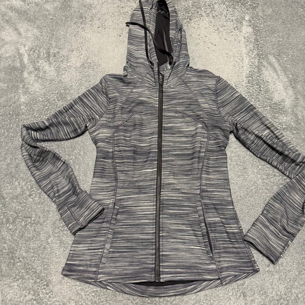 Lululemon Jacket Womens 10 Gray Black Heather Hooded Define Full Zip Nulu W4BF8S